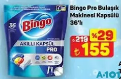 BİNGO PRO BULAŞIK MAKİNESİ KAPSÜLÜ TABLETİ 36'LI
